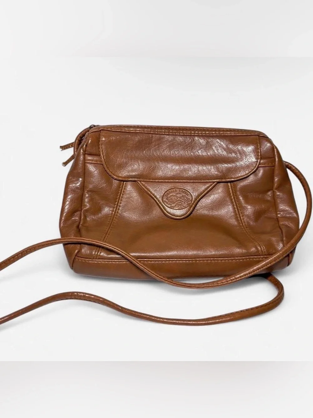 Vintage Copper Creek Brown Leather Crossbody Bag Purse